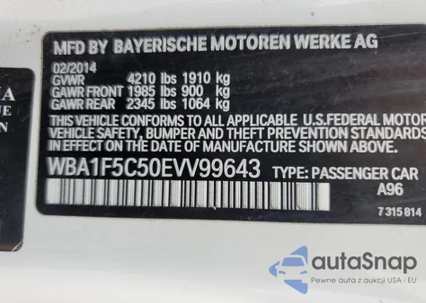 2014 BMW 228 I z USA, uszkodzony, nr VIN WBA1F5C50EVV99643